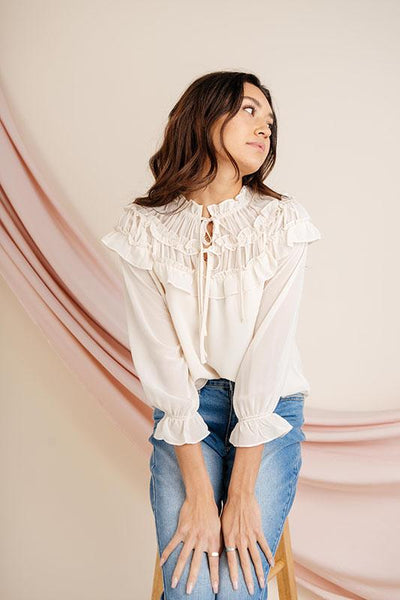 ruffled top with ties