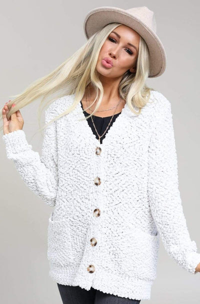 Zenana Outfitters Cardigans Popcorn Button Down Cardigan