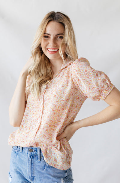 Les Amis Tops Ivory / S / 26-I-05 Retro Sweet Floral Top